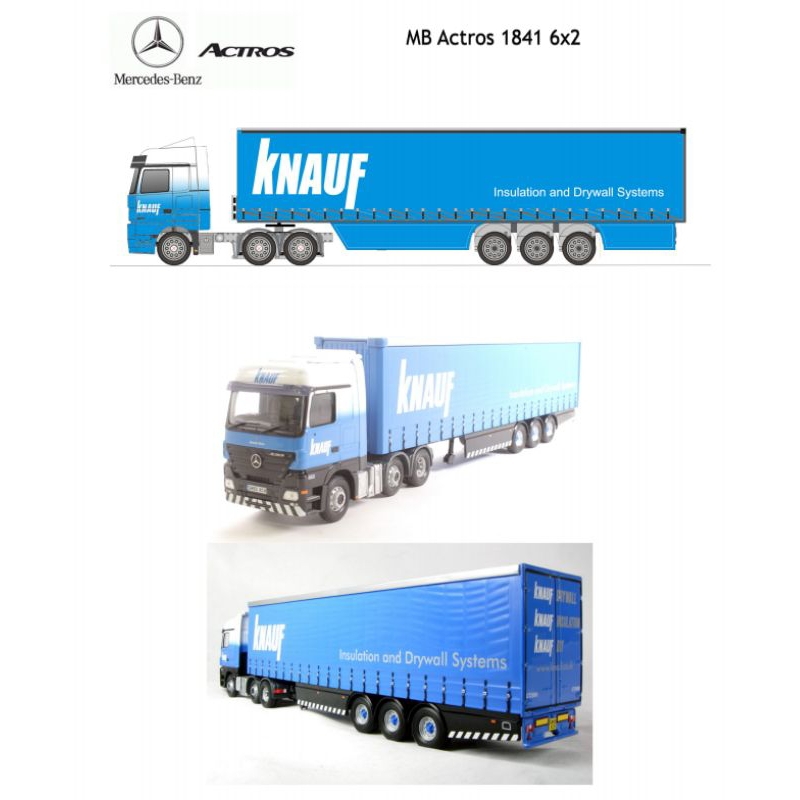 Lembaran pola papercraft truk trailer Mercedes benz actros (OP-Aa21)