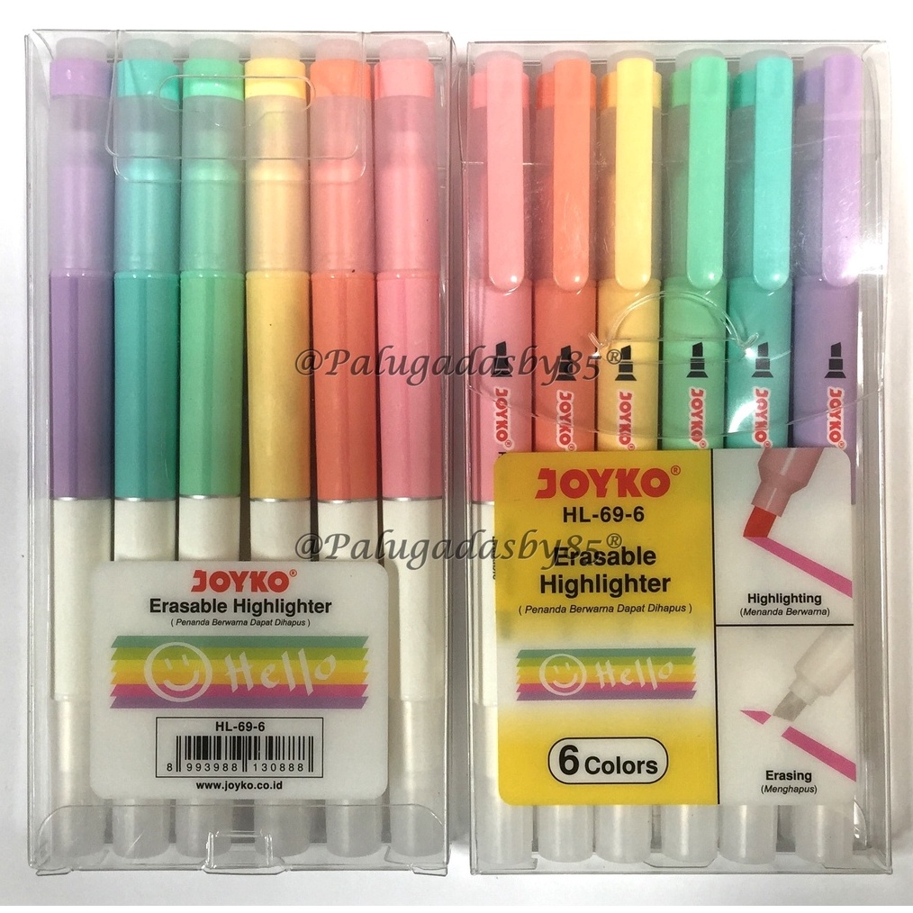 

ART C99O Erasable Highlighter Joyko HL696 1 Set Isi 6 Pcs 6 Warna Erasable Highlighter Penanda Dapat Dihapus Joyko HL69 6