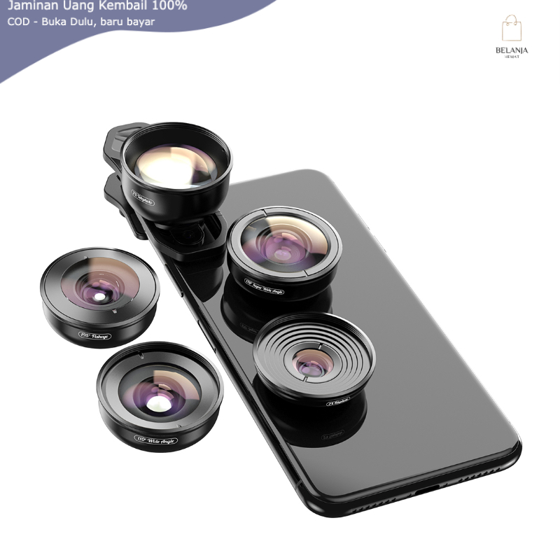 APEXEL Lensa Kamera Smartphone Universal Clip 5 in 1 Lens - APL-HB5