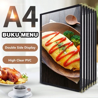 

MRH1 A4 Buku Menu Restoran Kulit Cover Pelindung Menu Cover Menu a4 Sampul Buku Resto-Hitam 4