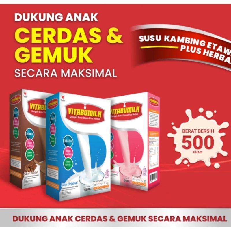 

Susu Vitabumilk Susu Kambing plus herbal ikan gabus dan madu 500 gr penambah berat badan