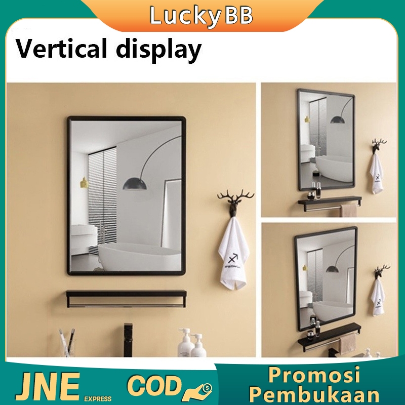 Bathroom Mirror Cermin Bulat Aesthetic Aesthetic Minimalis Cermin Dinding Gantung Dengan Rak Kaca Ce