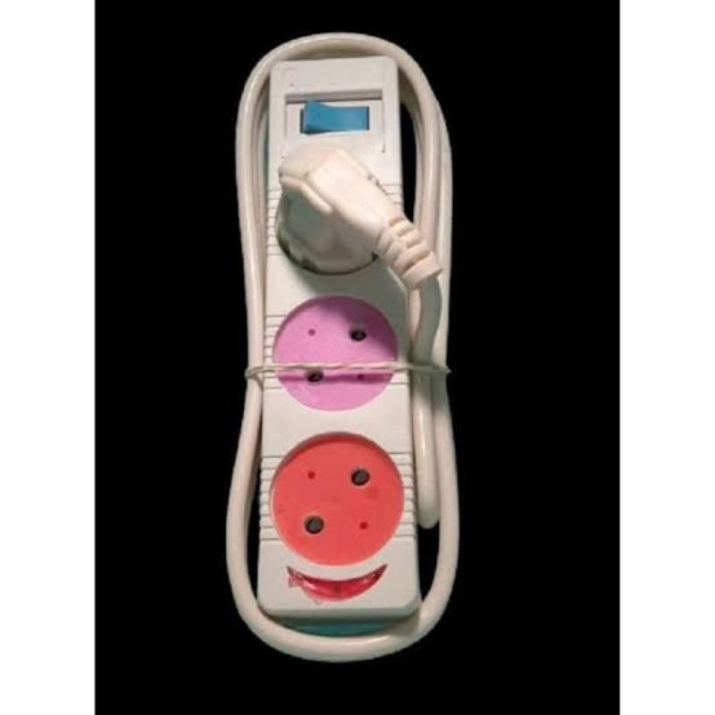 Terminal Colokan 3 Lubang Gepeng Pioline Berwarna PEK-6310C/ Terminal Colokan Kabel 3 Meter