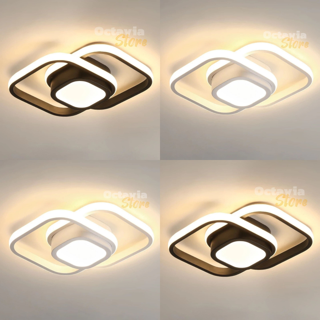 Lampu Plafon LED Ceiling Light 3 Warna - Lampu Hias Gantung Rumah Ring Square Original Kualitas Premium
