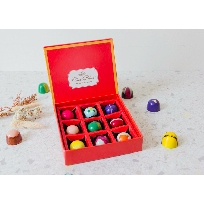 

Artisan Chocolate Bonbons Premium With Filling (ISI 9 PCS per BOX)