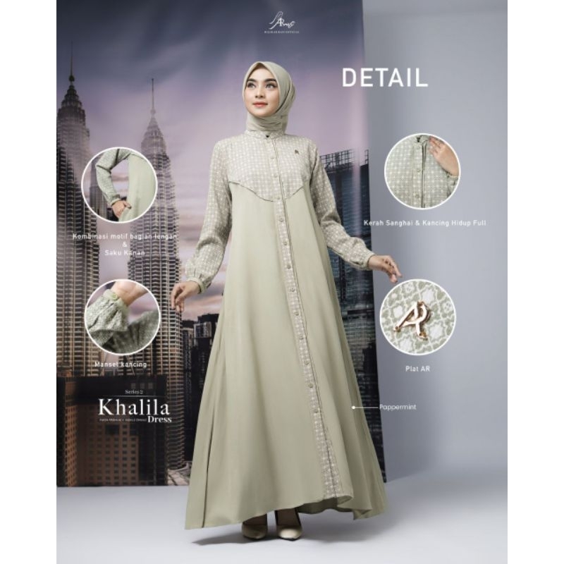 KHALILA DRESS ARRAFI / HIJAB ARRAFI / GAMIS ARRAFI / DRESS RAYON / GAMIS HARIAN POLOS / DAYLI DRESS 