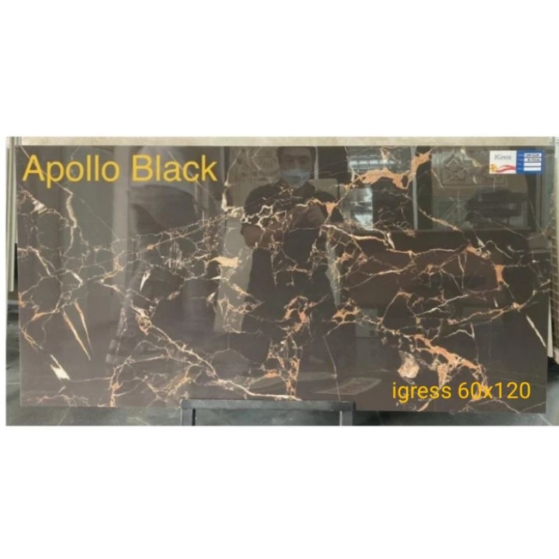 granit 60x120 hitam corak emas glosy granit ukuran 60x120 igress apollo black