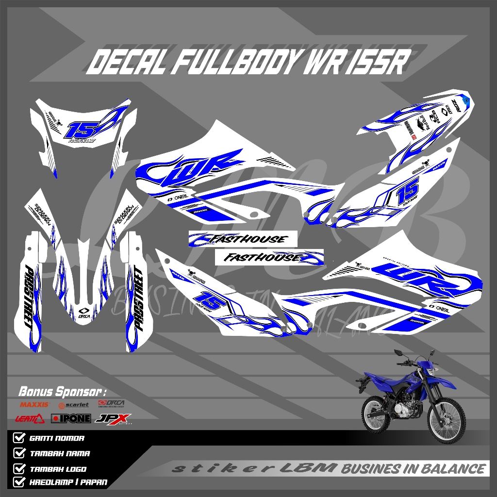 Decal Stiker WR 155 Fullbody Supermoto - Dekal Sticker Motor Cross Yamaha WR 155 Motif Desain Grafis