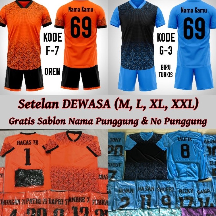 KODE U6B3 Baju Bola Dewasa  Gratis Sablon  Kaos Futsal Sablon  Jersey Futsal Sablon  Baju Futsal Sab