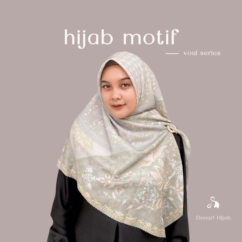 Kerudung Segi empat | Hijab Motif Voal Sublime Green Hijau Tosca
