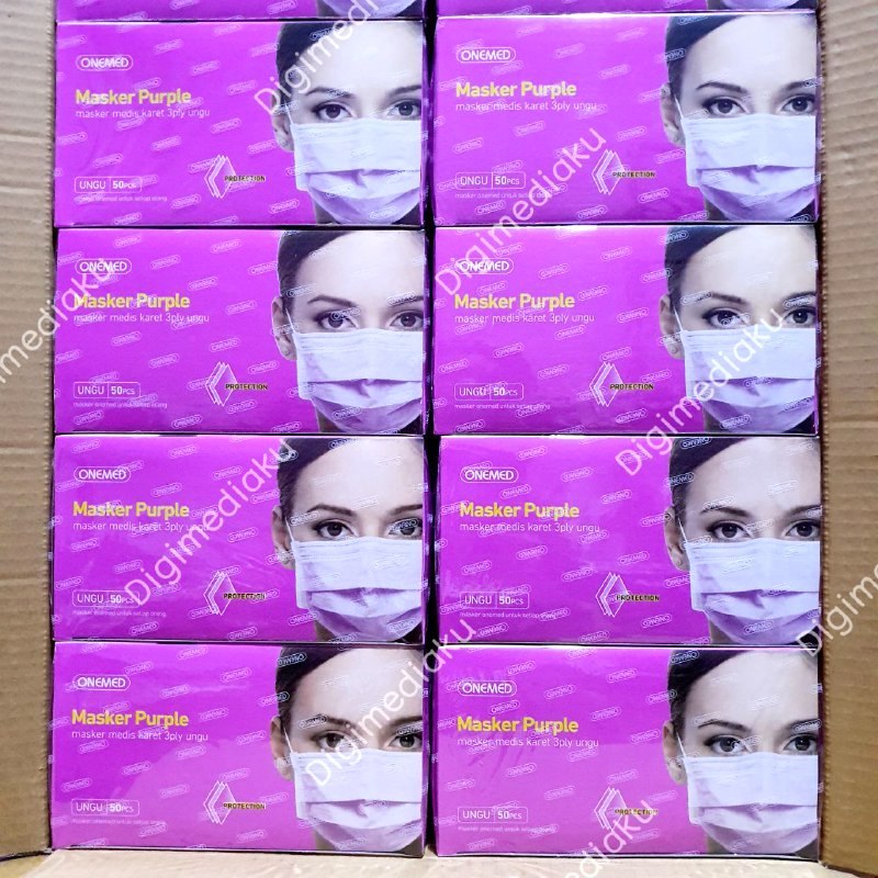 Masker Medis Ungu Onemed 20 Box Masker Medis Ungu Kartonan Masker Medis 3 Ply Onemed