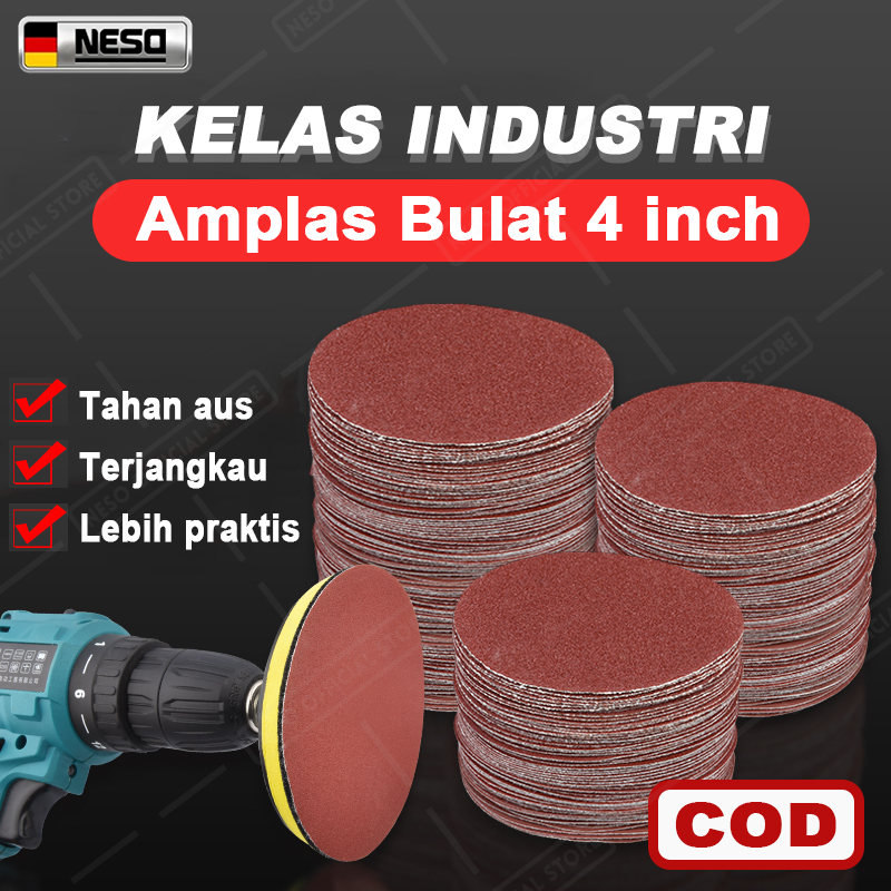 NESO Amplas bulat Velcro 4 Inch [COD] Grit Grid 40 60 80 120 150 180 240 320 400 600 800 1000 2000