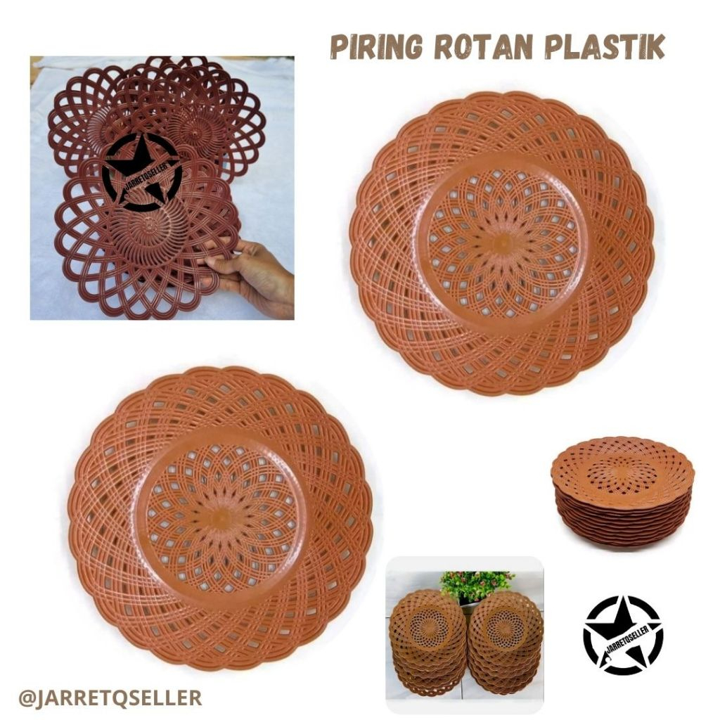 🆕 Piring Rotan Anyaman Plastik || Piring Rotan Plastik Anyam isi 12 pcs || Piring Anyam Murah || Pir