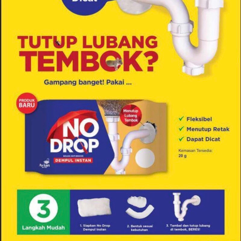 No Drop Dempul Instant No Drop Sealant Dempul Tembok Instant 20Gr