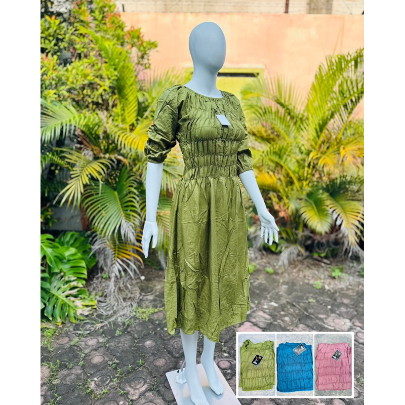 Daster Smoke Kerut Dada dan Lengan Polos