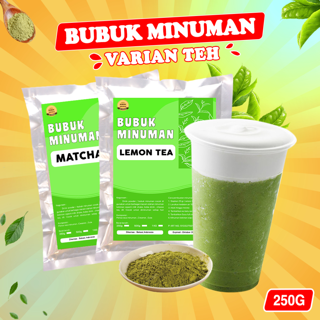 

BUBUK MINUMAN RASA 250GR / SERBUK MINUMAN VARIAN TEH 250GR / BUBUK MINUMAN ANEKA VARIAN TEH 250GR