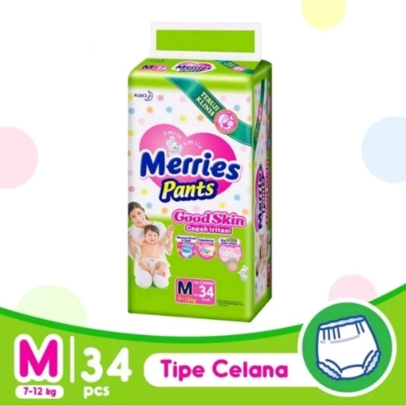 Merries Pants Good Skin M34 / Merries Good Pants / Popok Merries / Merries Murah M34