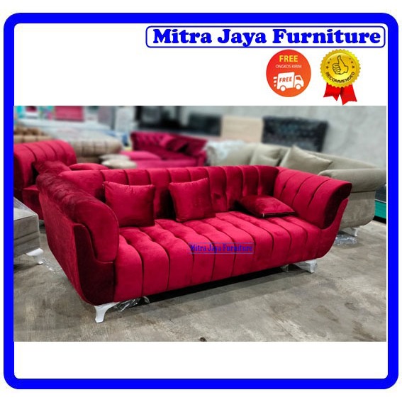 SOFA MINIMALIS DUDUKAN 3/SOFA RETRO/SOFA MERAH