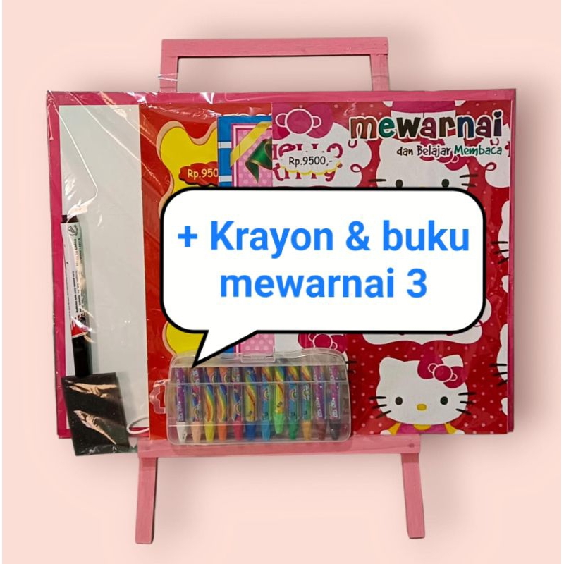 

Papan tulis dengan kaki gratis krayon dan 3 buku mewarnai