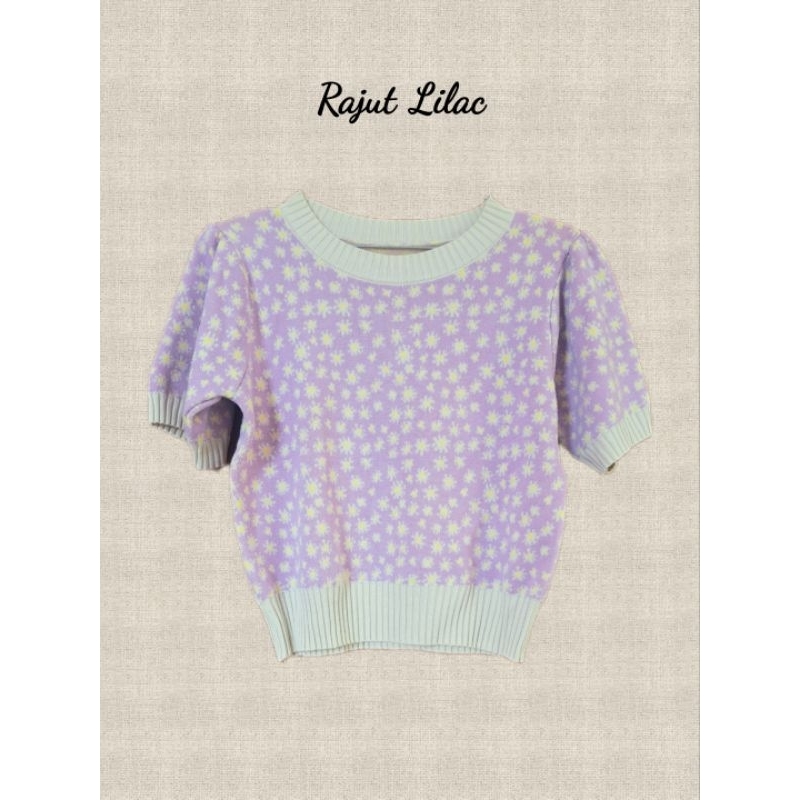 Atasan crop rajut import premium tebal daisy lilac