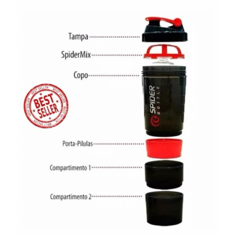 shaker spider 500 ml plus container aksesoris fitness