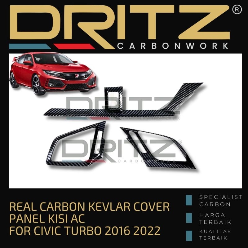 Carbon Kevlar Cover Panel Kisi Ac interior HONDA Civic Turbo 2016 2022 Aksesoris Karbon Mobil