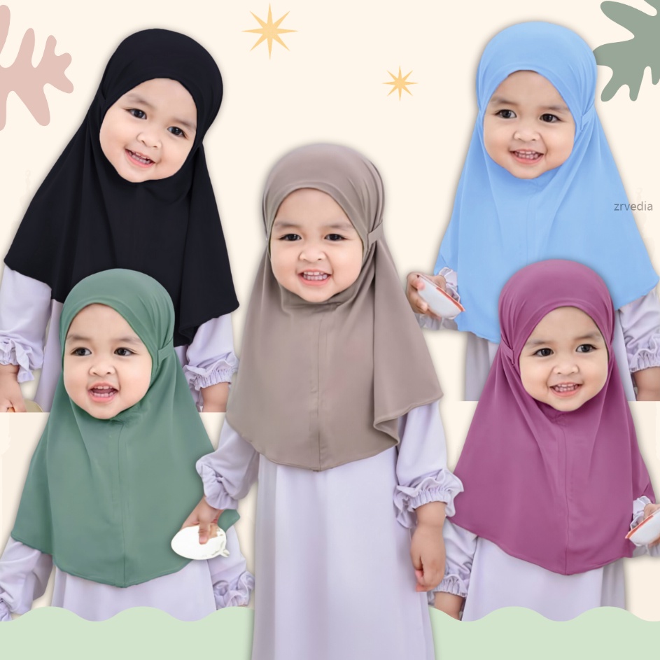 HOT Jilbab Aisha uk 5 tahun  Bergo Baby Anak Perempuan Jersey Hijab Polos Premium Kerudung Lebaran B