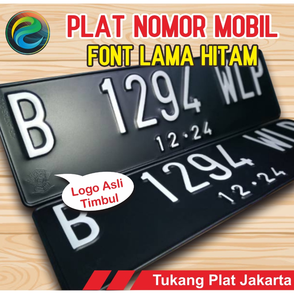 PLAT NOMOR MOBIL HITAM STANDAR ASLI LOGO TIMBUL PLAT MOBIL ASLI PLAT MOBIL MURAH FLAT NOMOR MOBIL x 