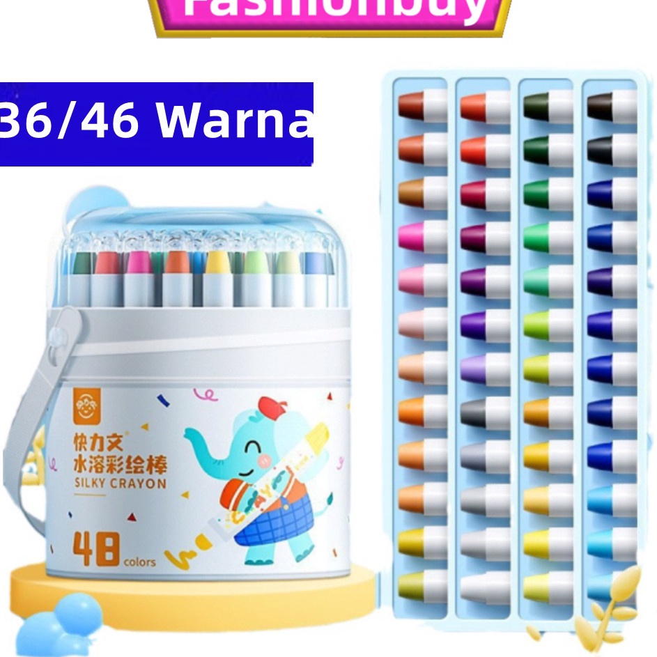 

Best Produsen CODWashable Silky Crayon 36 48 Warna Colorful Bucket Krayon Mewarnai Alat Warna Set Anak Wipe and Clean