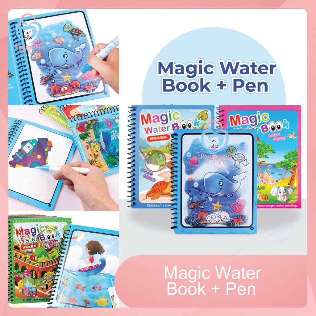 

Magic Water Book + Pen - Buku Gambar Ajaib Buku Mewarna dengan Air Buku Mewarnai Buku Sketsa