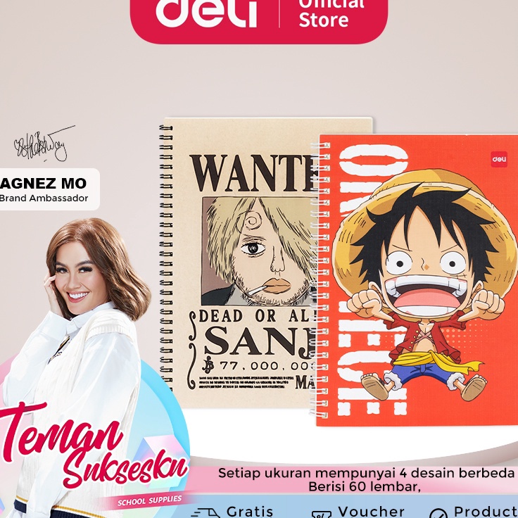 

New Style Deli One Piece Spiral Notebook Buku Tulis Buku Catatan Spiral A5 B5 6 Lembar 7 GSM One Piece Kertas Halus EN4 EN3