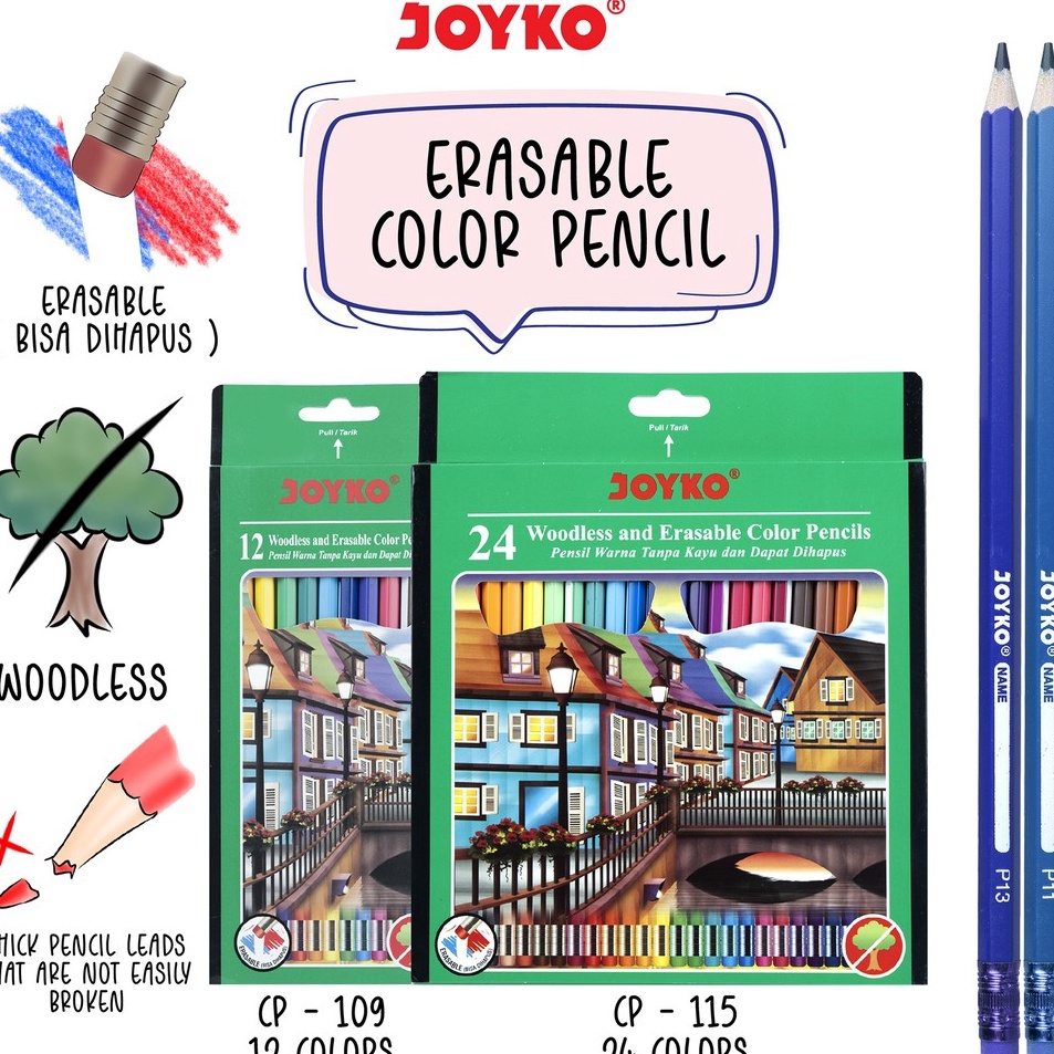 

Obral Terbatas Joyko Pensil Warna Dapat Dihapus Erasable Color Pencils Hexagonal Grip