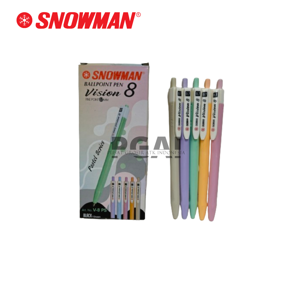

BOLPOIN PULPEN BALLPOINT SNOWMAN V8 VISION 8 0.7 MM TINTA HITAM 1 PACK ISI 12 PCS
