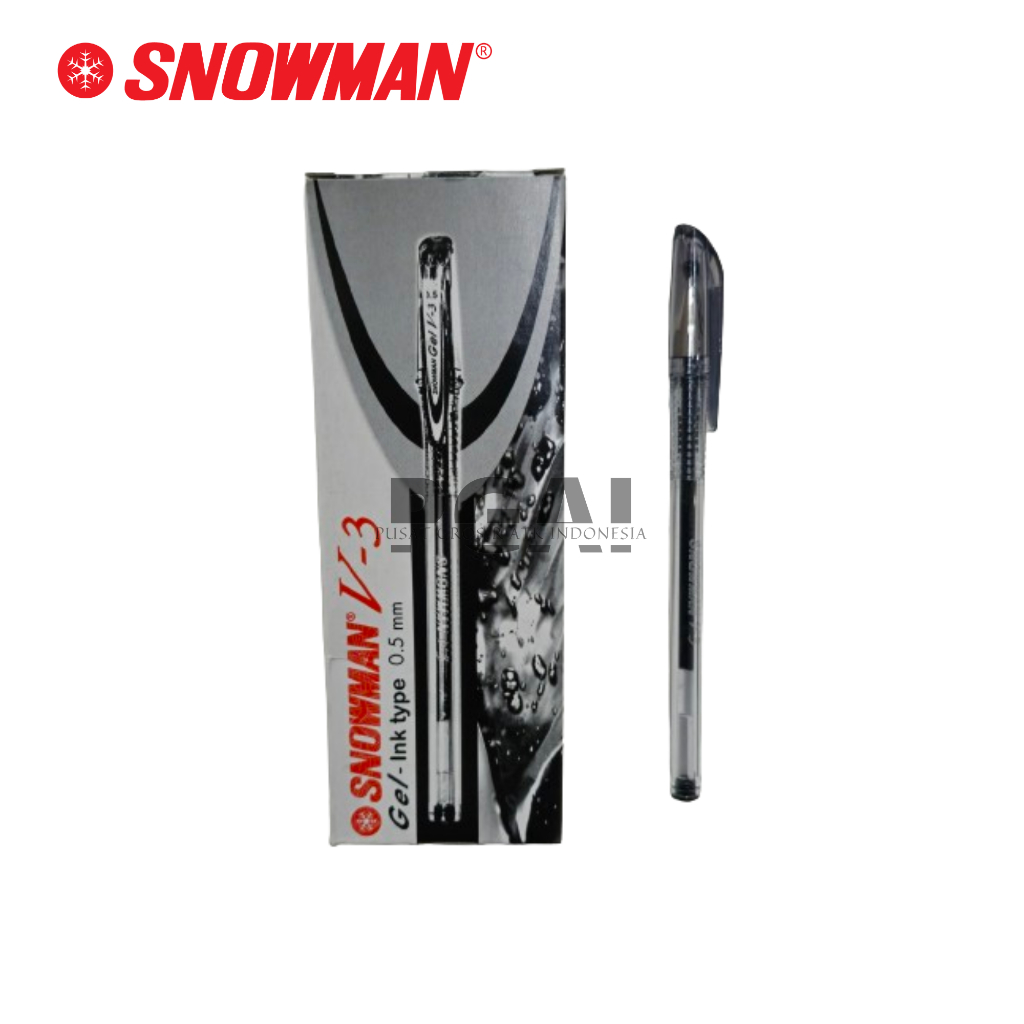 

BOLPOIN PULPEN BALLPOINT GEL SNOWMAN V3 INK TYPE 0.5 MM TINTA HITAM 1 PACK ISI 12 PCS