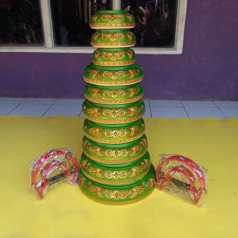 Alat Musik REBANA LASKI Rebana Qosidah 1 SET ISI 10 LENGKAP UKIR