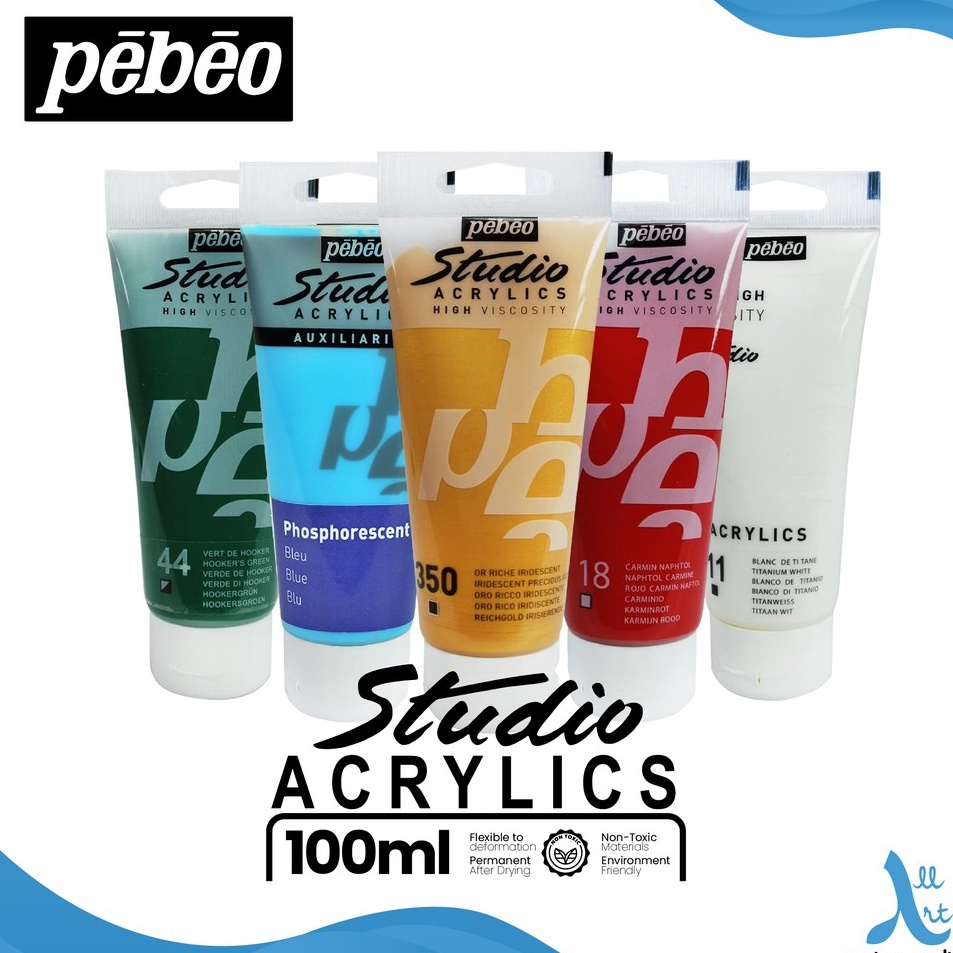 

New Stock Cat Akrilik Pebeo Acrylic Studio Fine 1ml Acrylic Paint Color Titanium White