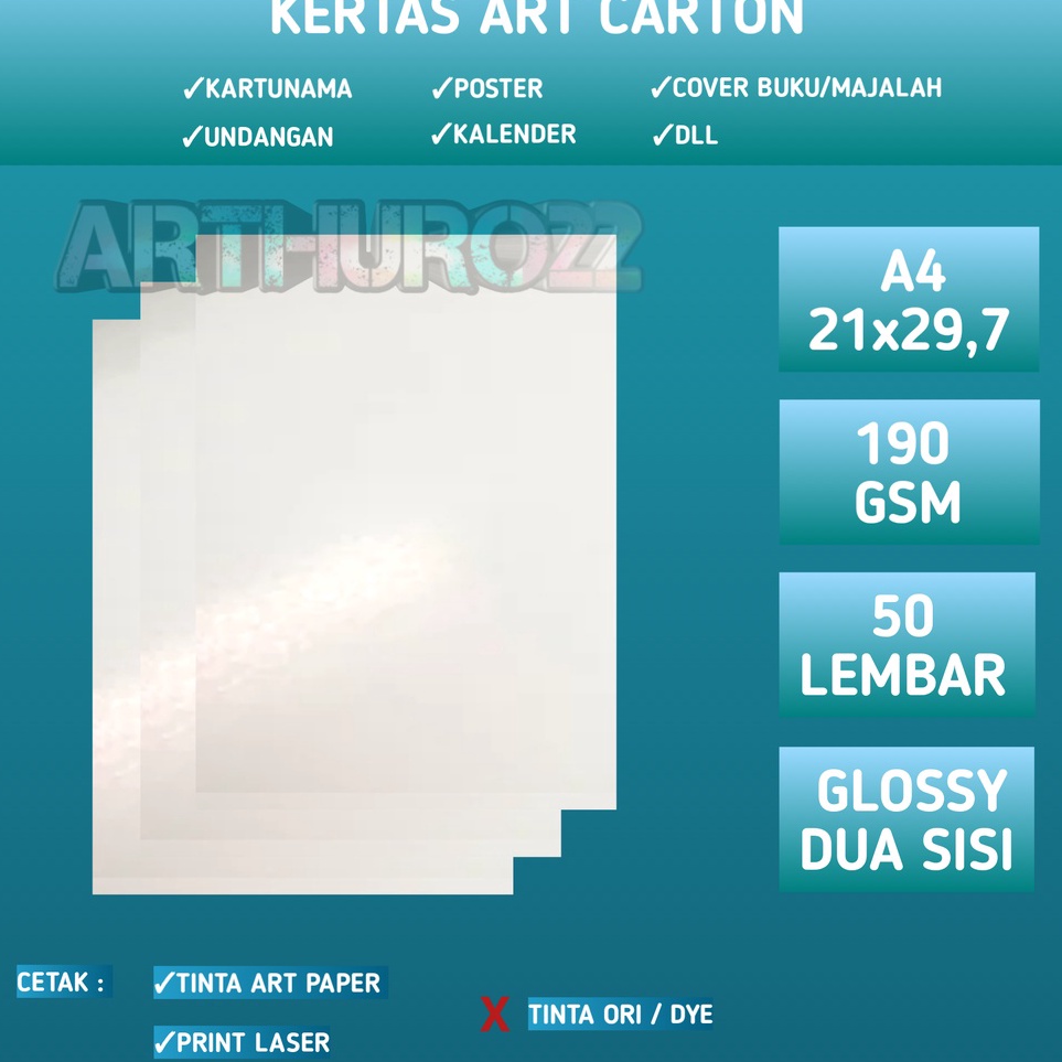 

Get Surprise Kertas art carton paper 19 gsm A4 isi 5 lembarart karton 19 gram