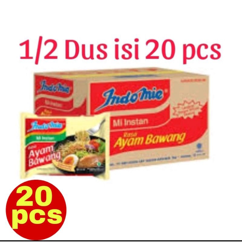 

Mie instan Indomie Ayam Bawang 69 gr 1/2 Dus isi 20 Pcs