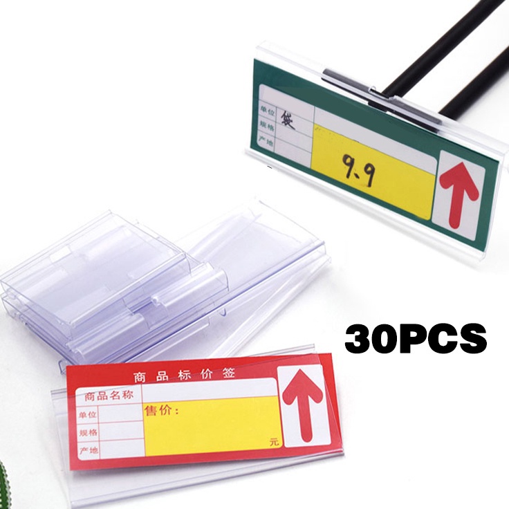

Terkeren 3PCS Label Harga 6x42 cm Price Tag Holder Plastik PVC Price Tag Card Name Etalase Double Hook