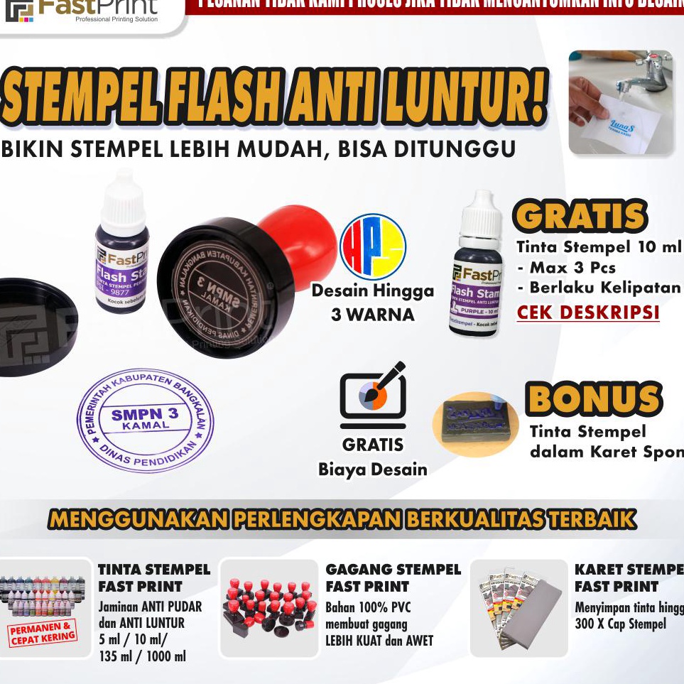 

First Update Pesan Stempel Flash Persegi Panjang Warna Murah Cepat GRATIS Desain