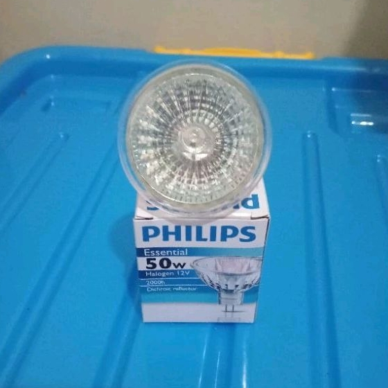 Philips Lampu Sorot Halogen MR16 12V 50W tusuk/ Lampu Halogen Philips mr16 DC-12V 50WTusuk