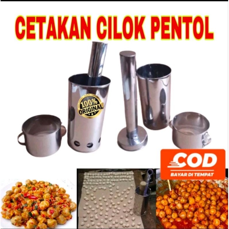 Cetakan Bakso Pentol Manual Cilor Cilok Bakso Aci Telur Mini Kecil Besar Jumbo Lubang 8 Dengan Pendo