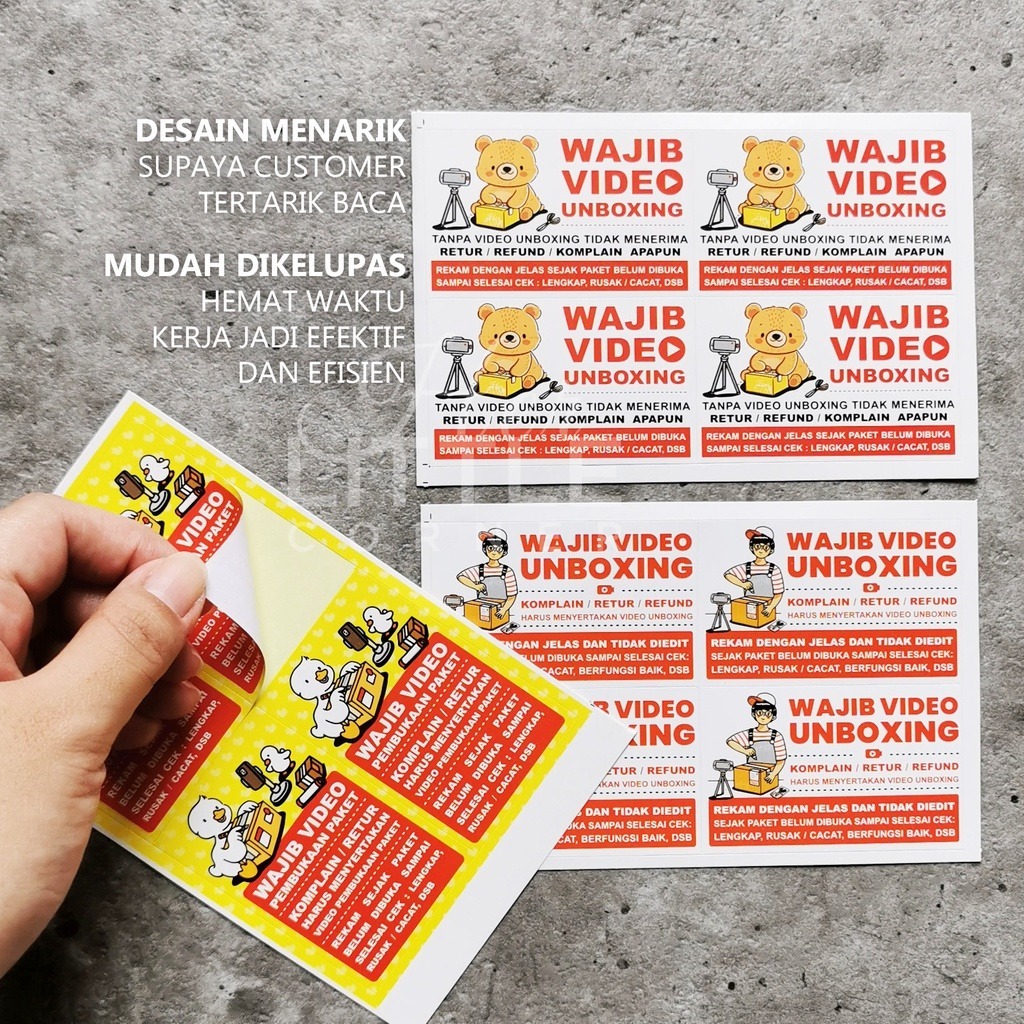

STICKER WAJIB VIDEO UNBOXING (100 pcs) size XS 4x6 cm