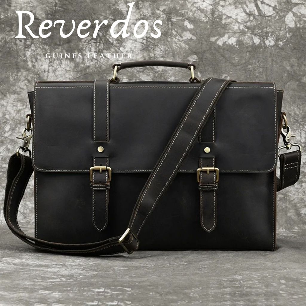 Tas Selempang Laptop Pria Retro Kulit Asli - Tas Laptop 16 Inch Kulit Asli Crazy Horse