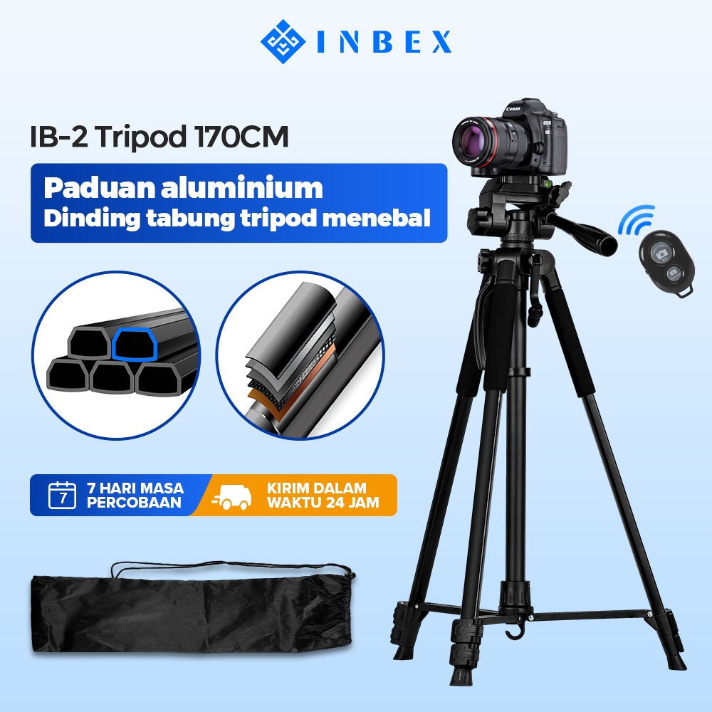 [LIVE]INBEX IB-2 Tripod Kamera Hp Bluetooth Remote Tripot Tebal dan stabil 170cm