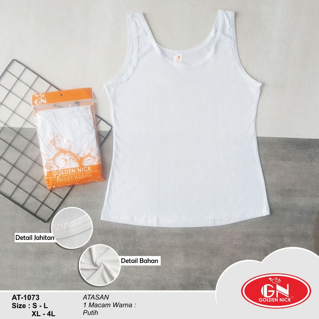 Golden Nick -1073 Tanktop Tali Besar Tanktop Warna Putih Bahan Katun Murah AT 1073 COD JAKARTA