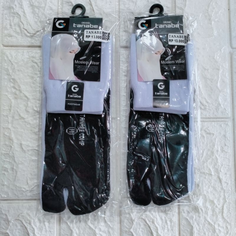 Kaos Kaki Jempol Hitam Putih || Kaus Kaki Jempol kulit tapak hitam | Kaos Kaki Muslimah | Kaus Kaki 