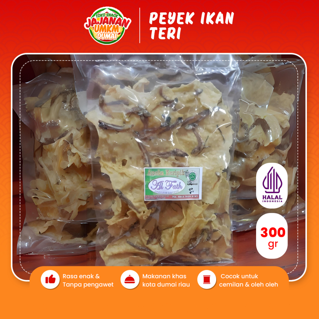 

Peyek Kacang Teri 300 Gr Rempeyek Ikan Asin Cemilan Makanan Ringan Enak Gurih Renyah