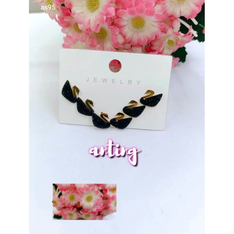 Anting titanium wanita 3 set model angsa anti karat