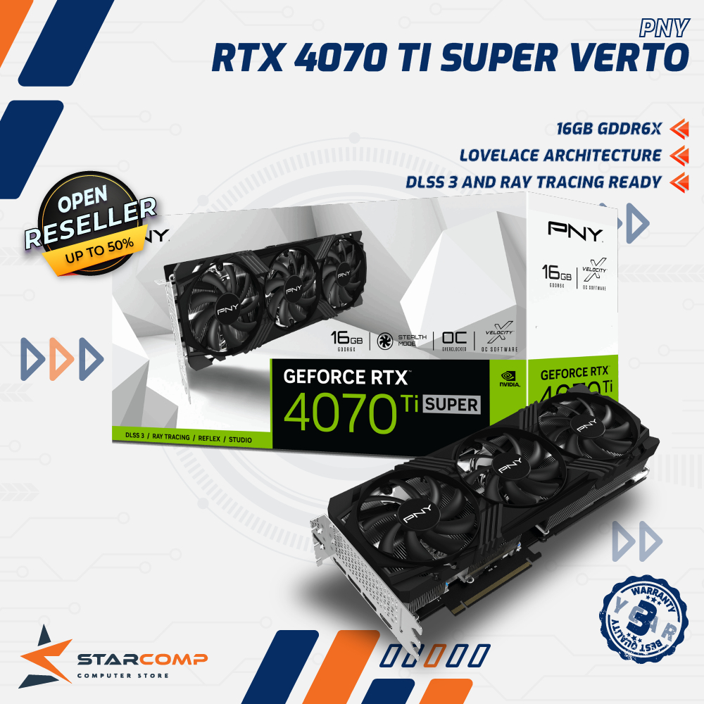 PNY GeForce RTX 4070 Ti SUPER VERTO OC 16GB GDDR6X TRIPLE FAN